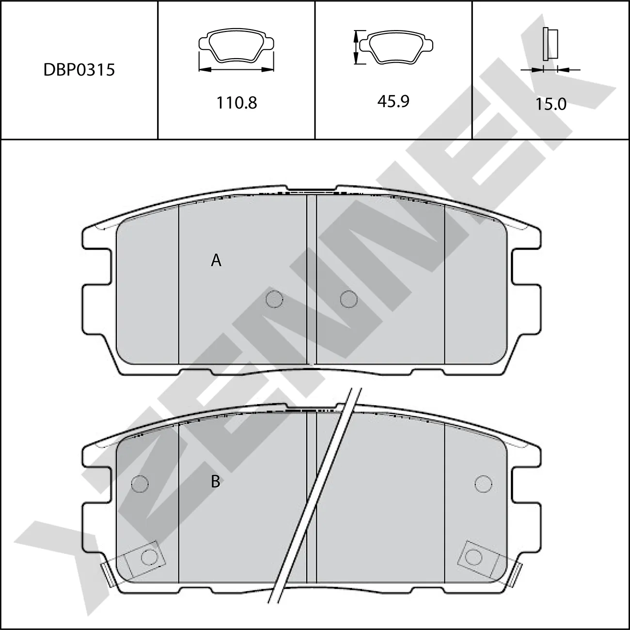 Колодки тормозные задние CAPTIVA 06-18, ANTARA 06-17 ZENNEK DBP0315
