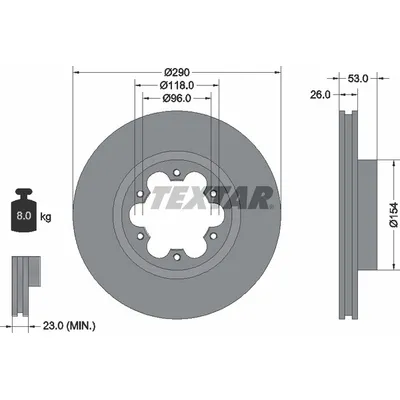 Диск тормозной передний стандартный NISSAN TEXTAR 93240600