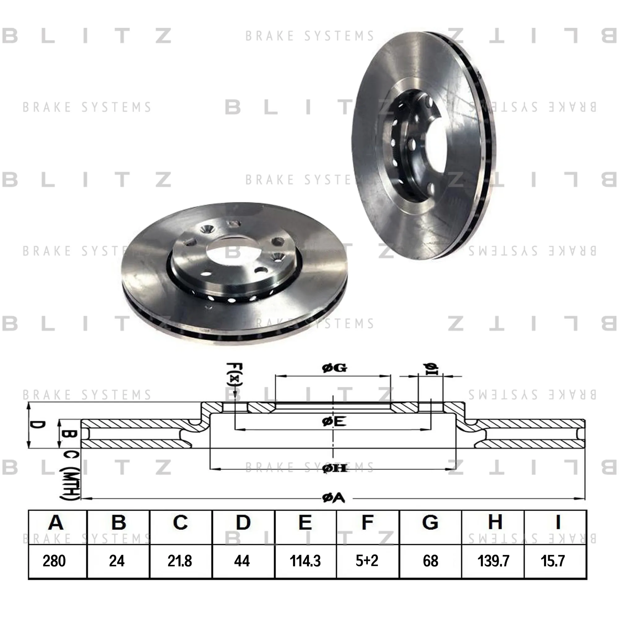 Диск тормозной передний вентилируемый RENAULT DUSTER/MEGANE/FLUENCE 11-> BLITZ BS0296