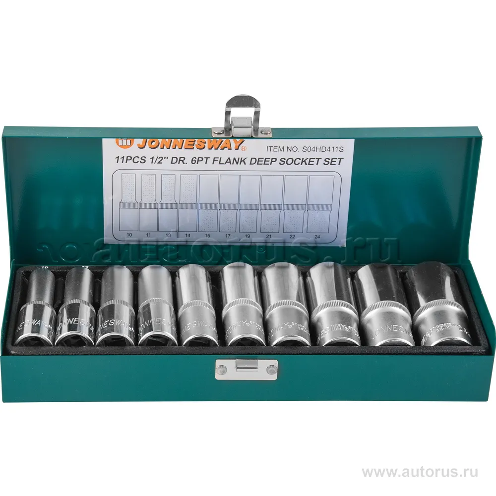 Набор головок 10-24 мм 1/2DR 11пр JONNESWAY S04HD411S
