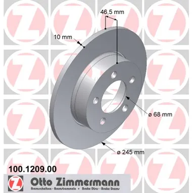 Диск тормозной задний ZIMMERMANN 100.1209.00