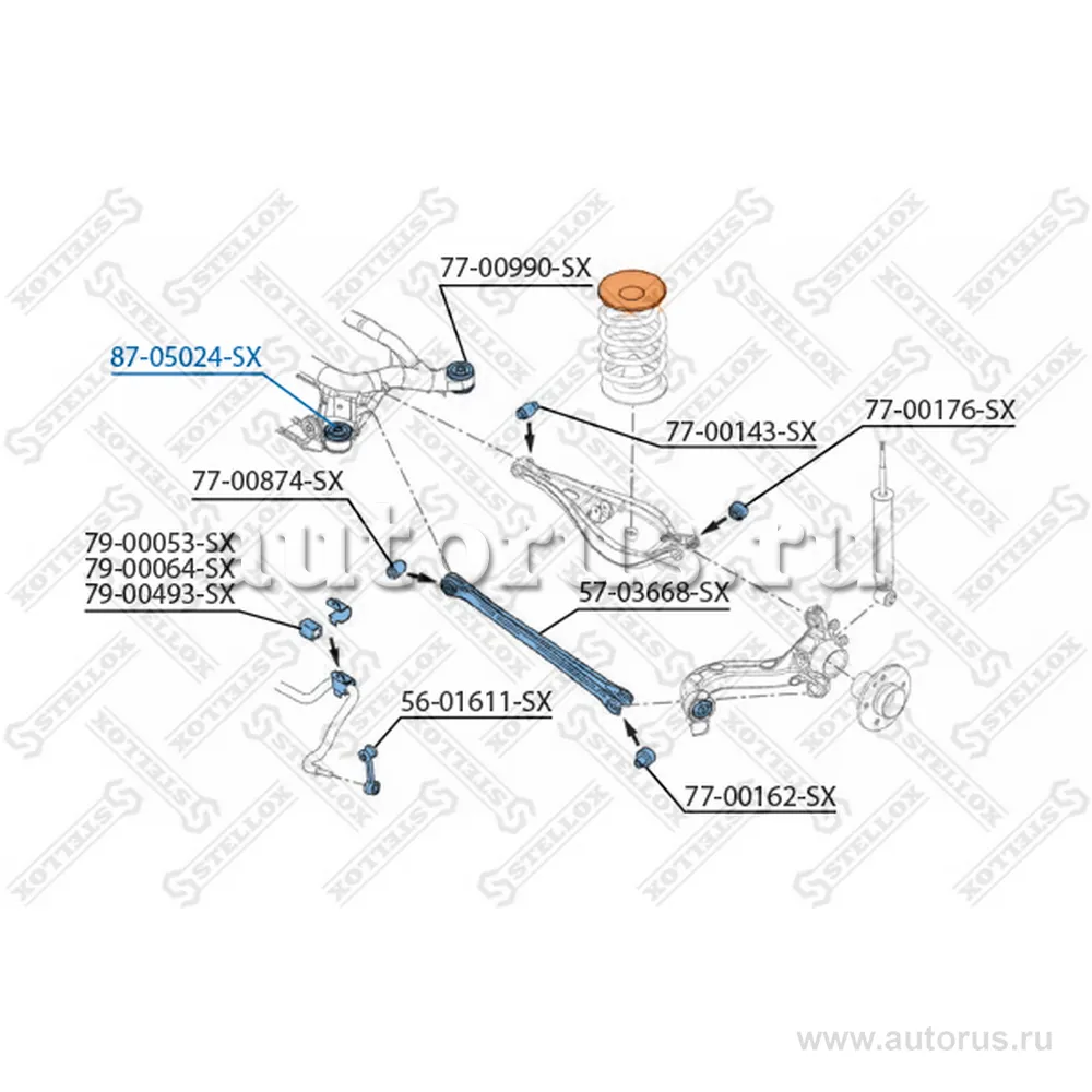 Сайлентблок зад.балки пер. BMW 3 E36 90-00 STELLOX 87-05024-SX