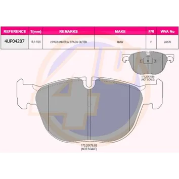 Колодки передние BMW X5 (E70) 3.0D/3.0SI 07- 4U 4UP04207