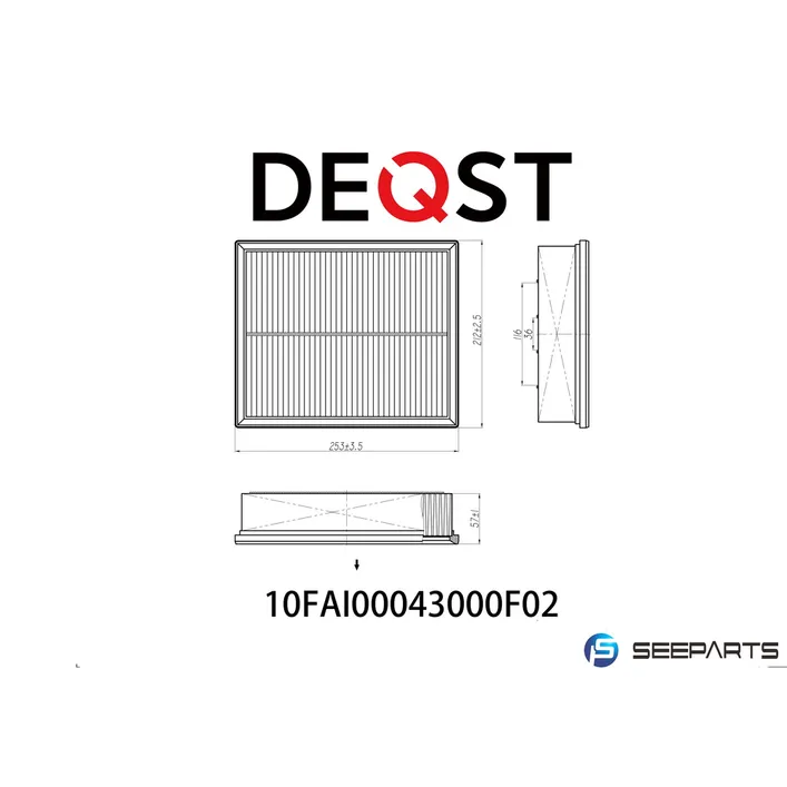 Воздушный фильтр AUDI A4 (8D2, B5) 11.94-09.01,AUDI A4 (8D5, B5) 11 DEQST 10FAI00043000