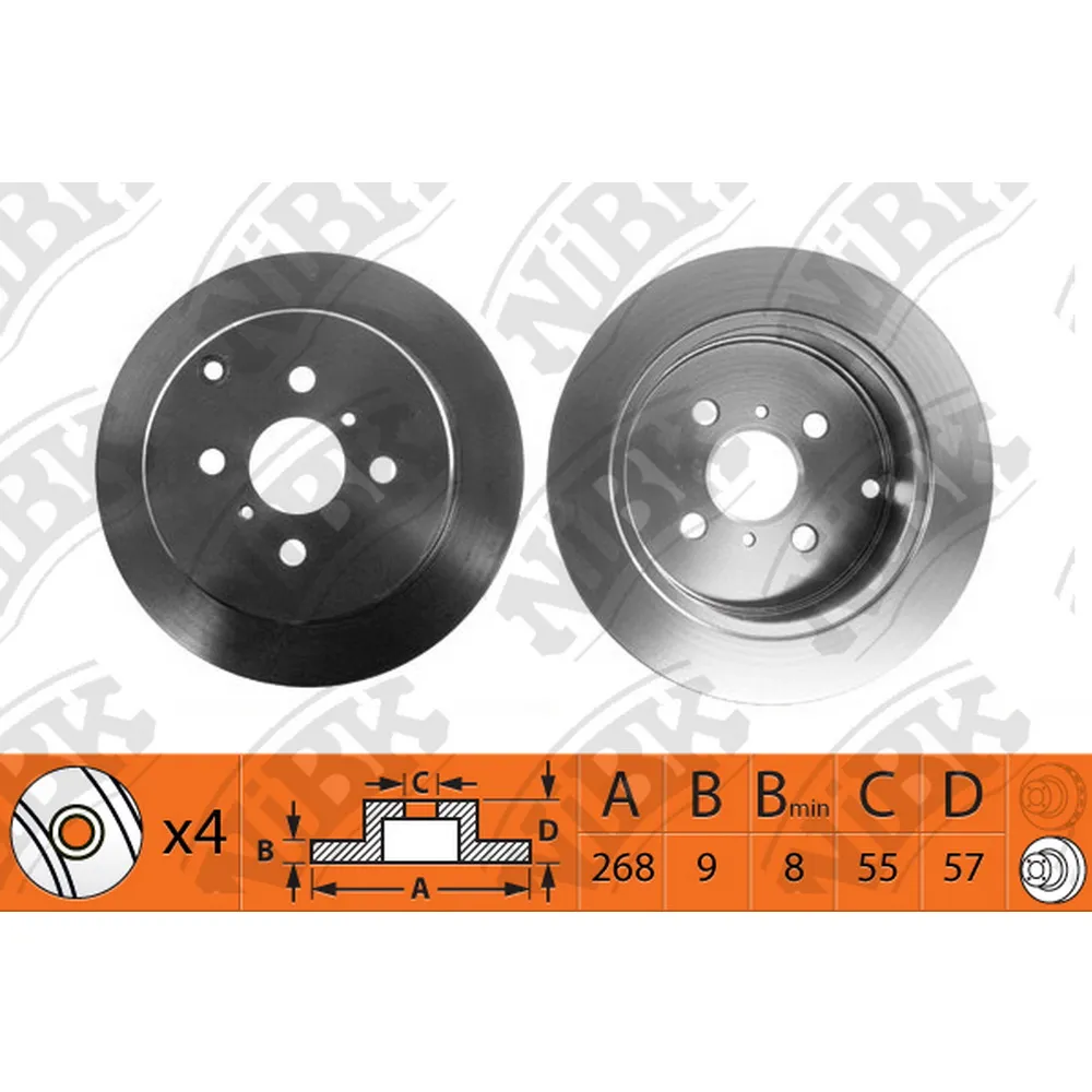Диск тормозной задний TOYOTA COROLLA (E12)/ YARIS/YARIS VERSO /D=268MM NIBK RN1308