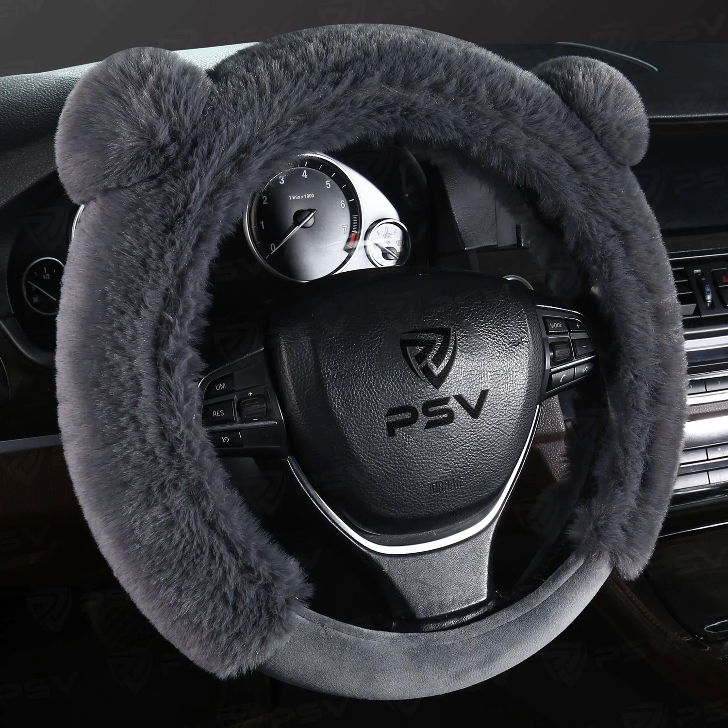 Чехол на руль оплетка меховая PSV MISHKA Premium (Серый/Серый велюр) M 37-39 см 136098