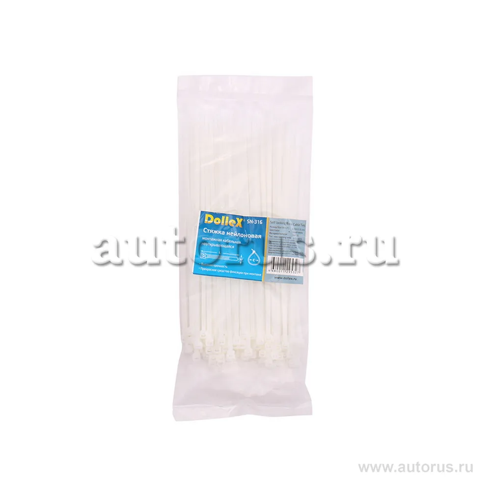 Стяжки нейлоновые, хомуты 3х150 уп 100 шт белый DOLLEX SN316