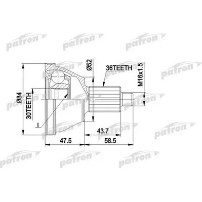 ШРУС наружн к-кт 36x50.7x30 SKODA: FABIA 1.4-1.9 , ROO PATRON PCV1413