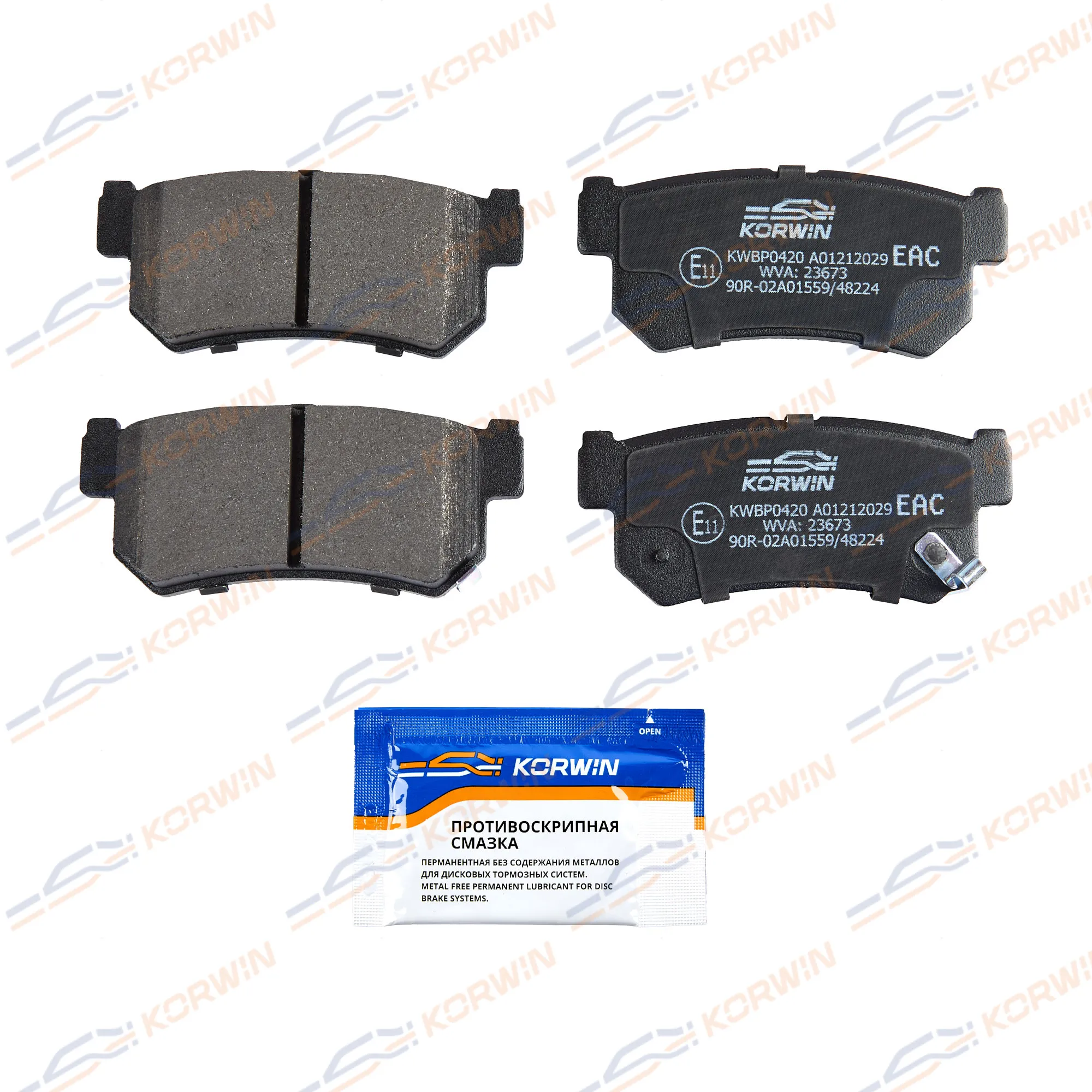 Колодки тормозные зад. SsangYong Actyon I 05-/Kyron 05-/Rexton I-II 02-12 KORWIN KWBP0420
