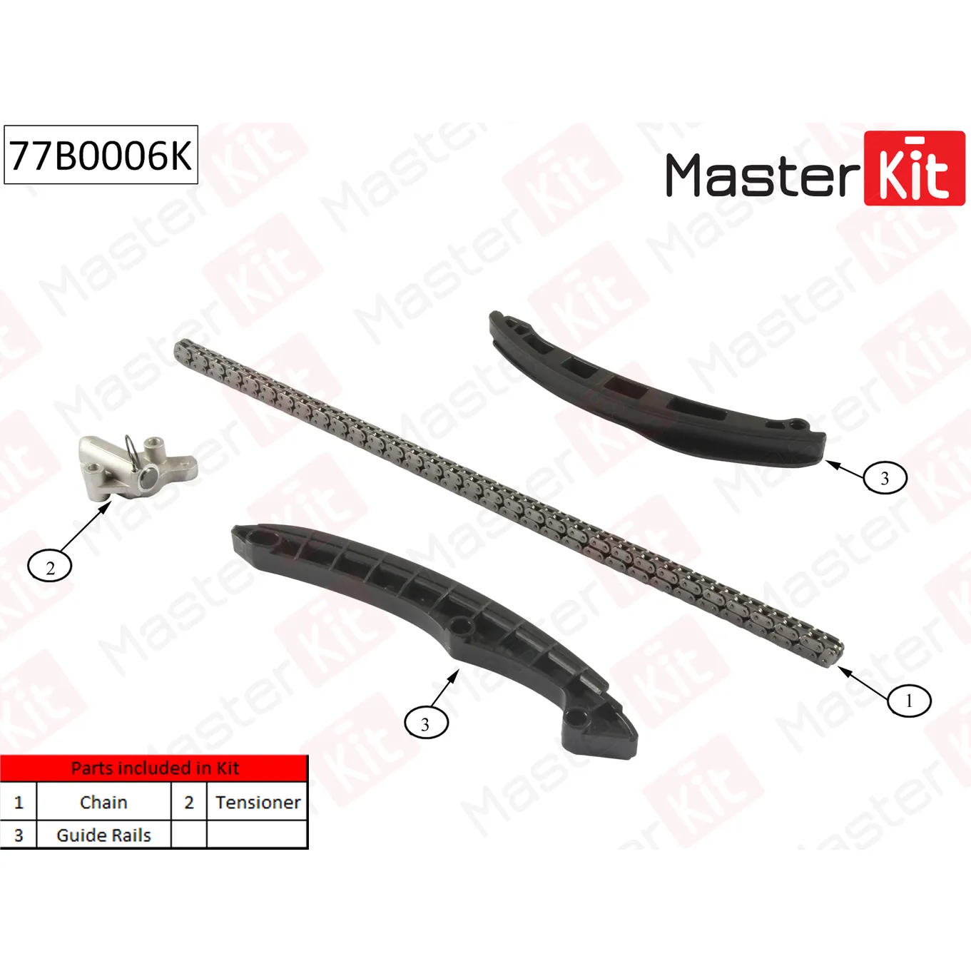 Комплект цепи ГРМ Audi Volkswagen 1.4FSi/TFSi 16V 07-(без звездочек) MASTERKIT 77B0006K