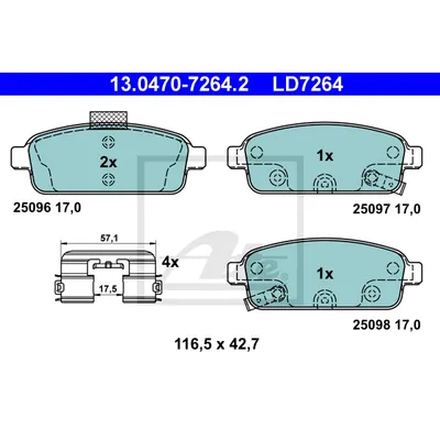 Колодки тормозные GM ASTRAJ/MOKKA/CRUZE/AVEO T300 09- задн. CERAMIC ATE 13047072642