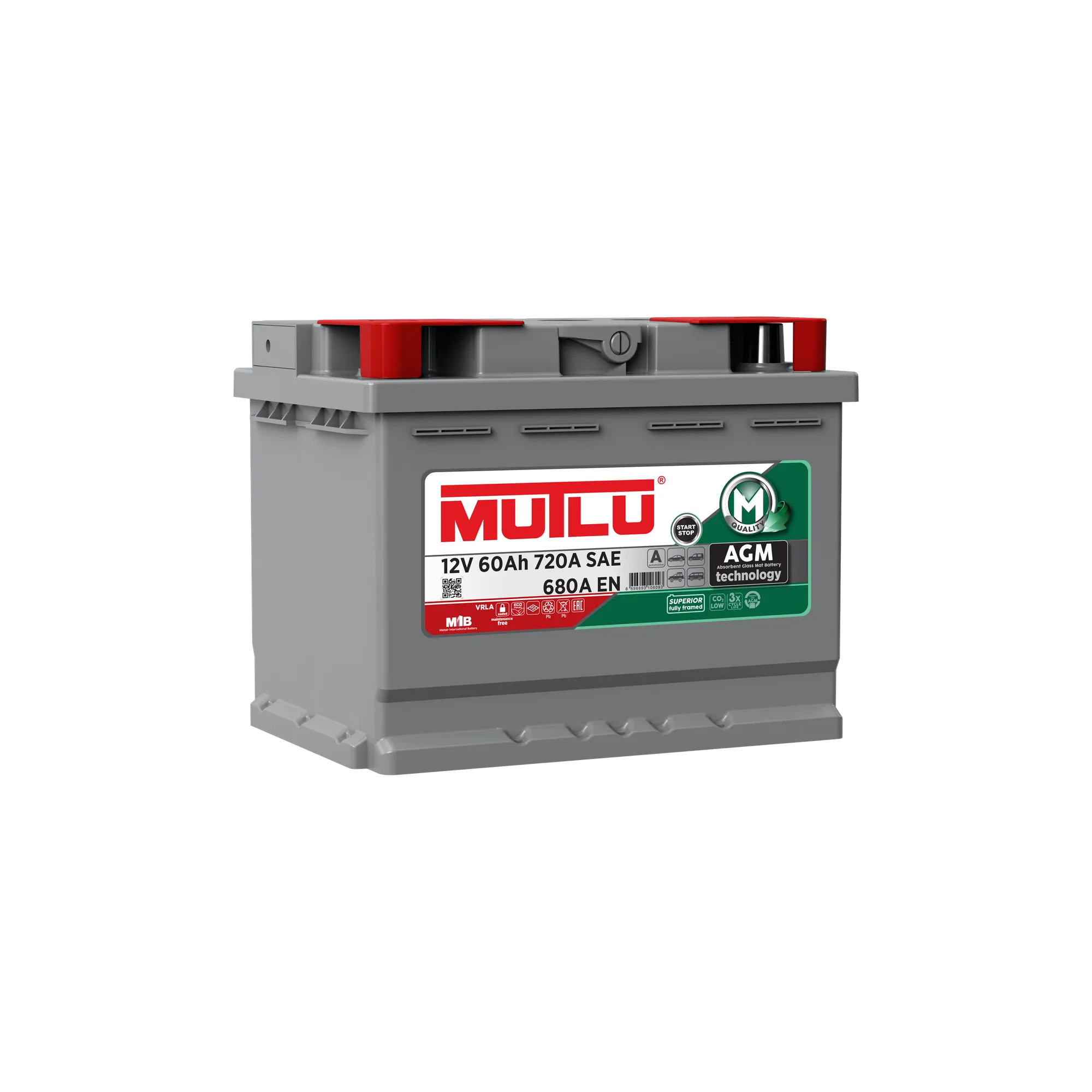 Аккумулятор MUTLU AGM 60 А/ч обратный R+ 242x175x190 L2 EN 680 А