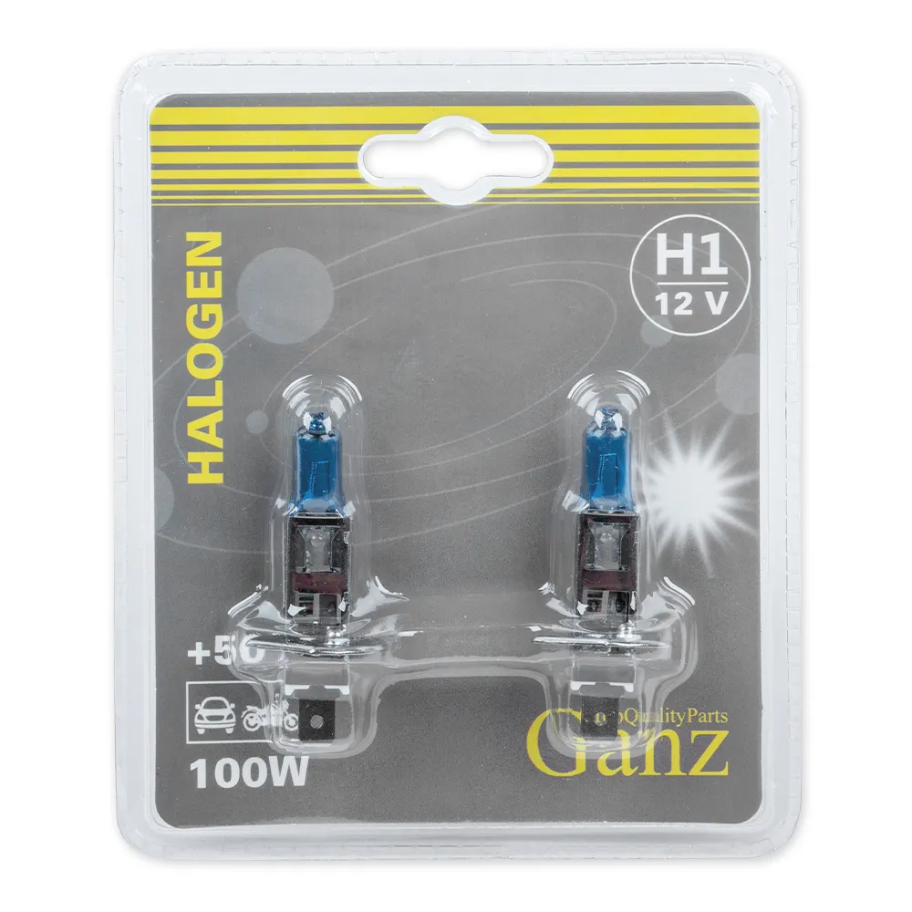 Лампа 12V H1 100W +50% P14,5s 5000К GANZ 2 шт. блистер GIP06048