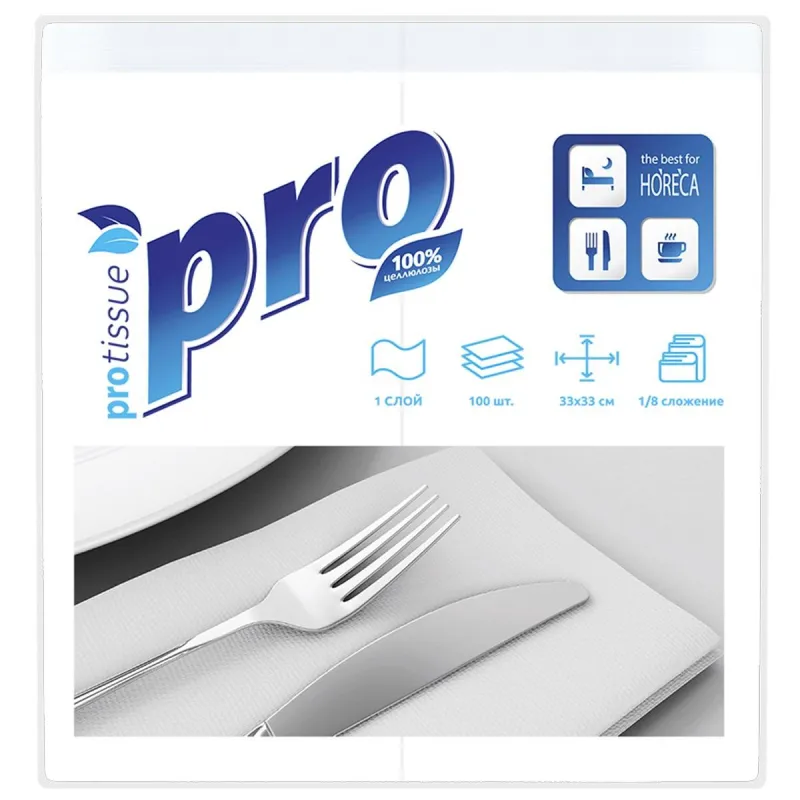 Салфетки бумажные Protissue 1сл 33х33 белые 100шт в уп С232 1415049