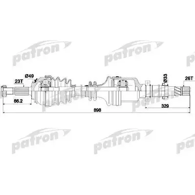 Полуось передняя правая 23x898x49x26 DACIA: LOGAN 1.5DCI 0 PATRON PDS0242