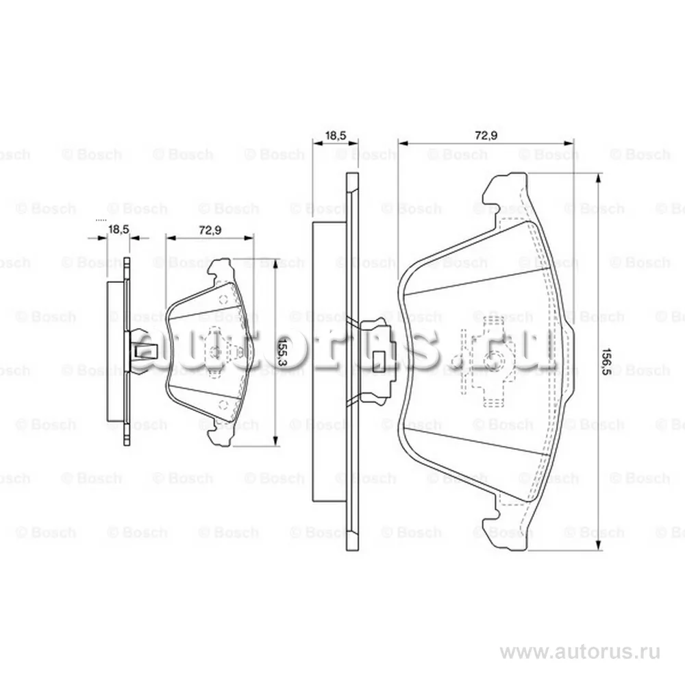 К-кт колодок дисковых FORD FOCUS II 05-, VOLVO C70 II 06-, S40 II 04-, S80 II 11-, V50 04-, BOSCH 0986494077