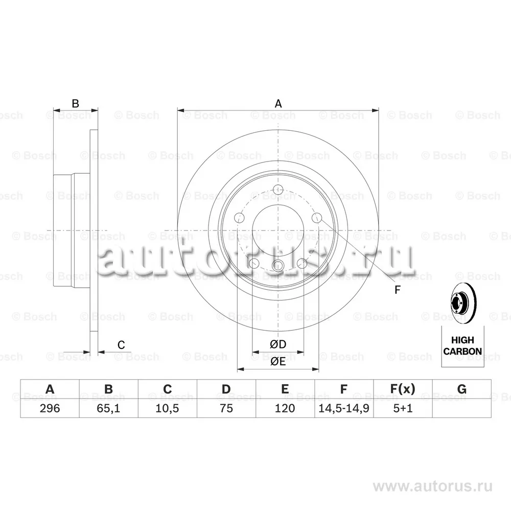Диск тормозной задний BMW E81/E87/E90 /D=296MM BOSCH 0 986 479 306