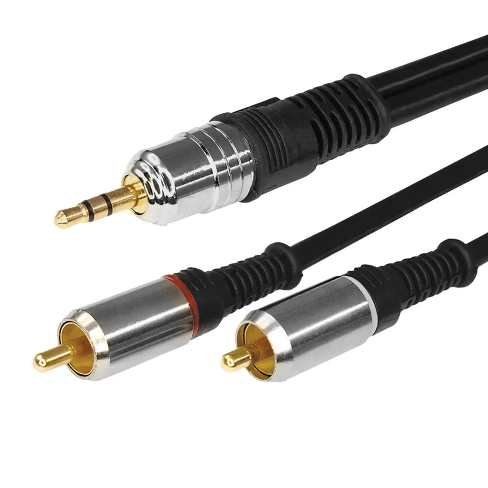 Шнур Стерео 3,5 мм - 2 RCA, длина 3 метра (GOLD-металл) REXANT 17-4224