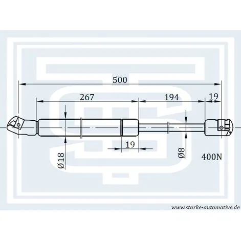 Амортизатор багажника HONDA CIVIC VII Hatchback --09.2005 L584mm / 500N for 5-door STARKE 189-037