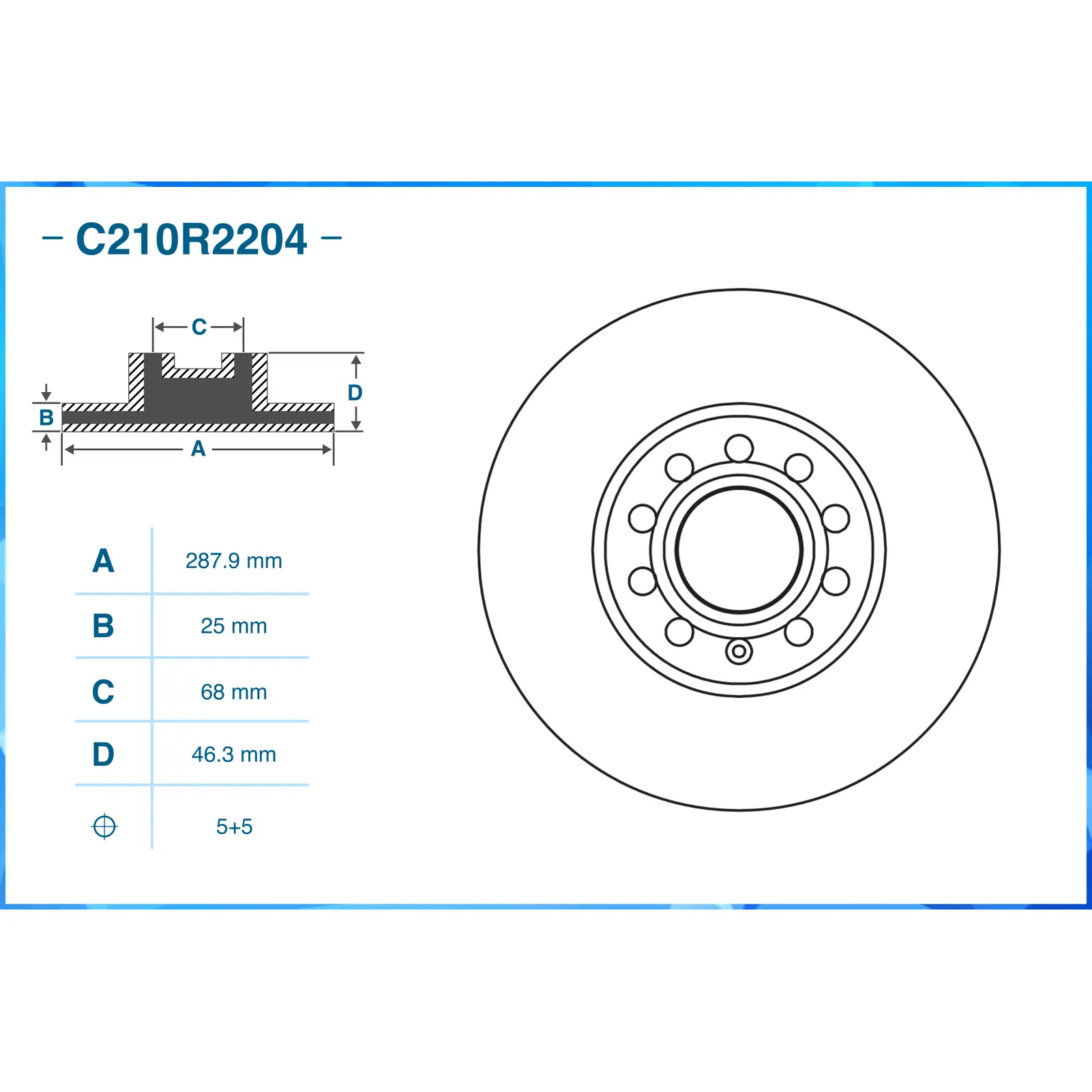 Диск тормозной передний CWORKS C210R2204
