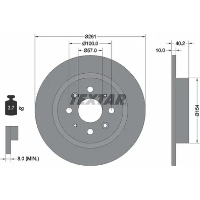 Диск тормозной задний стандартный KIA TEXTAR 92162200
