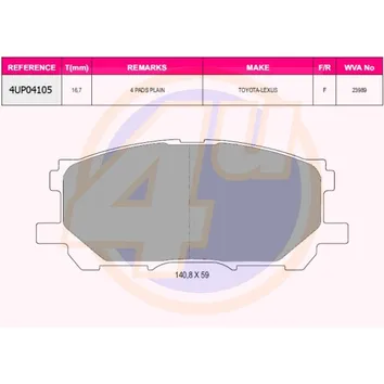 Колодки передние LEX RX 300/350/400 03- 4U 4UP04105