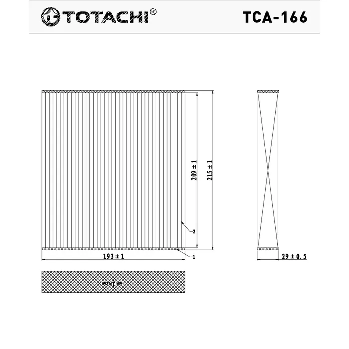 Фильтр салона TOTACHI TCA-166K AC-108 EX 87139-50100 CUK 1919 TOTACHI TCA-166K
