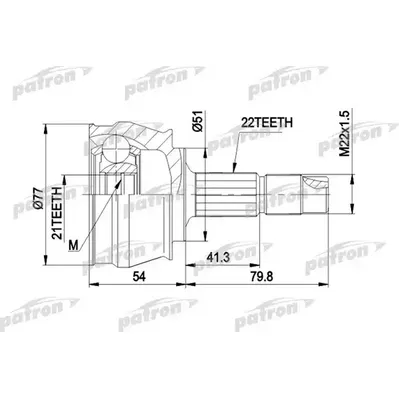 ШРУС наружн к-кт 22x51x21 FIAT: IDEA 04 -, PUNTO 99 -, PATRON PCV1296