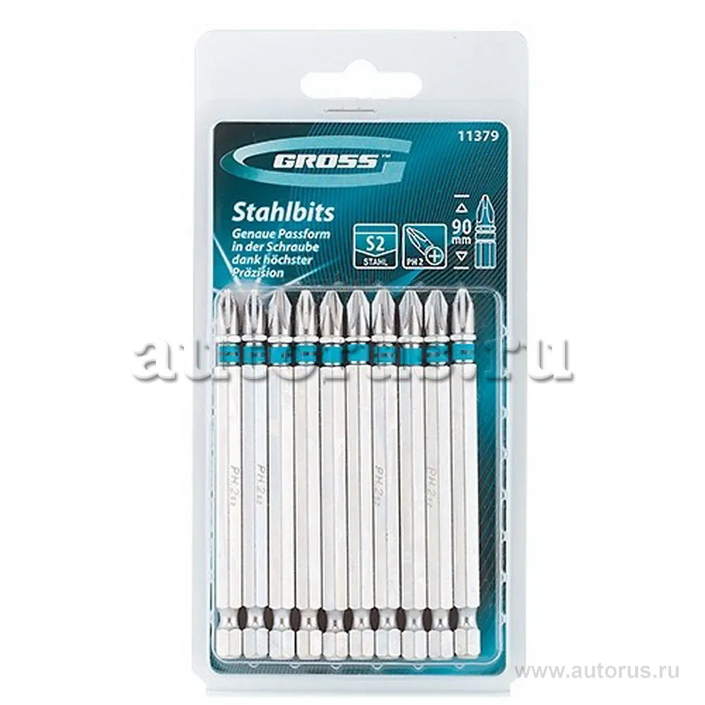 Набор бит PH2x90, сталь S2, 10шт GROSS 11379