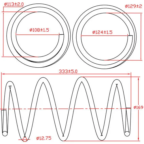 Пружина подвески передней BMW 3-Series (E46), L333-D169-t12,75 ZIKMAR Z48168R