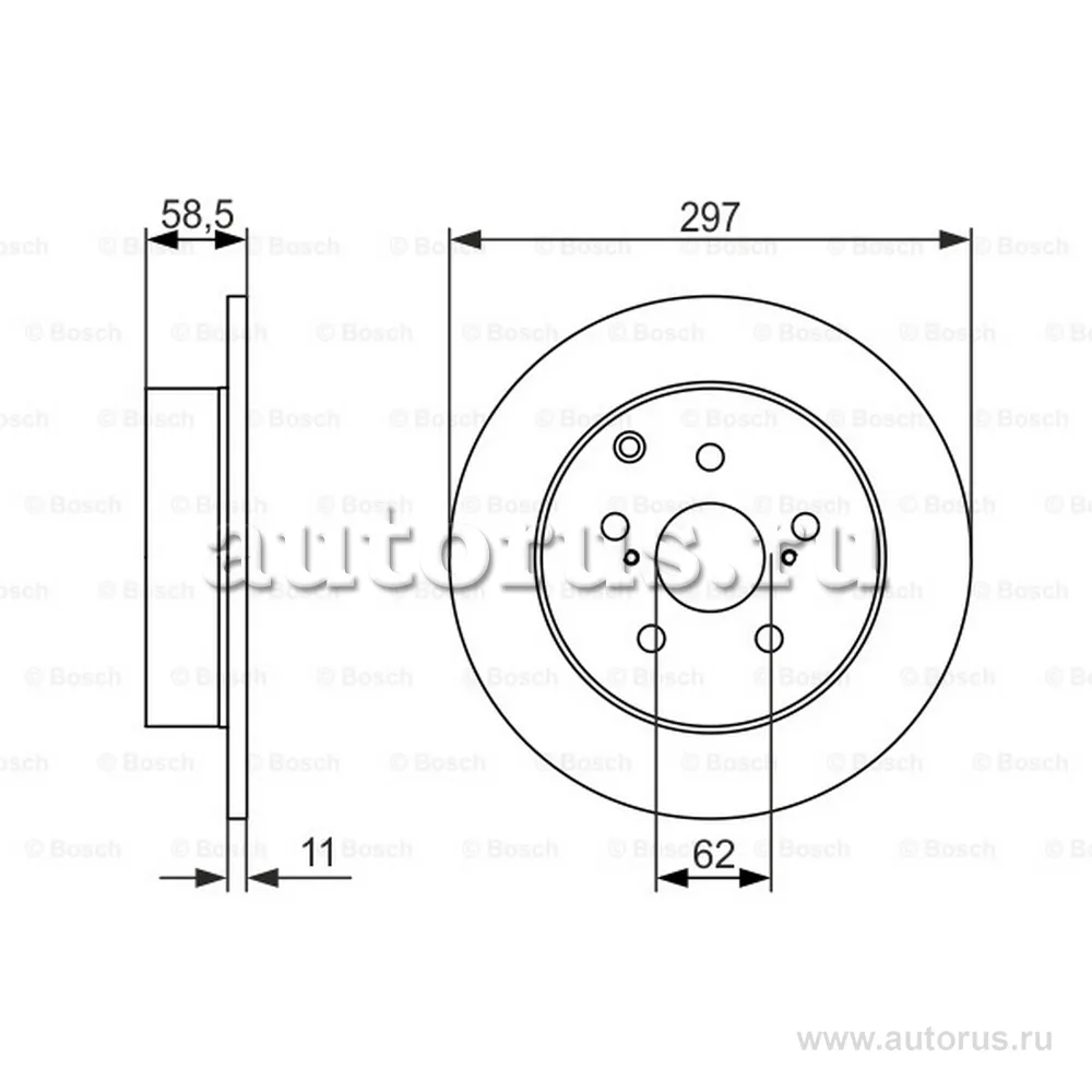 Диск тормозной задний TOYOTA VERSO II 09-> /D=297MM BOSCH 0 986 479 574