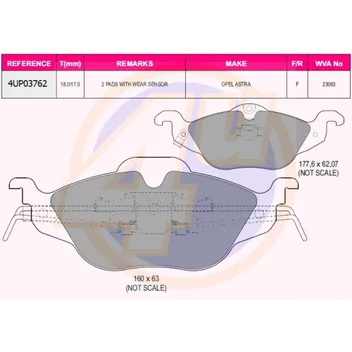 КОЛОДКИ ПЕР OPEL ASTRA G 1.2I-1.7DTI &16V 98- (с 2 датчиками)
