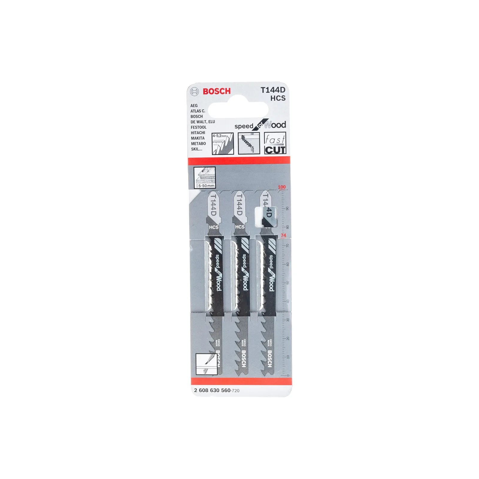 Лобзиковые пилки 3 T 144 D Speed for Wood, HCS BOSCH 2608630560