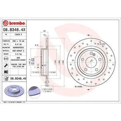 Диск перфорированный Brembo Xtra 08.B348.4X BREMBO 08B3484X