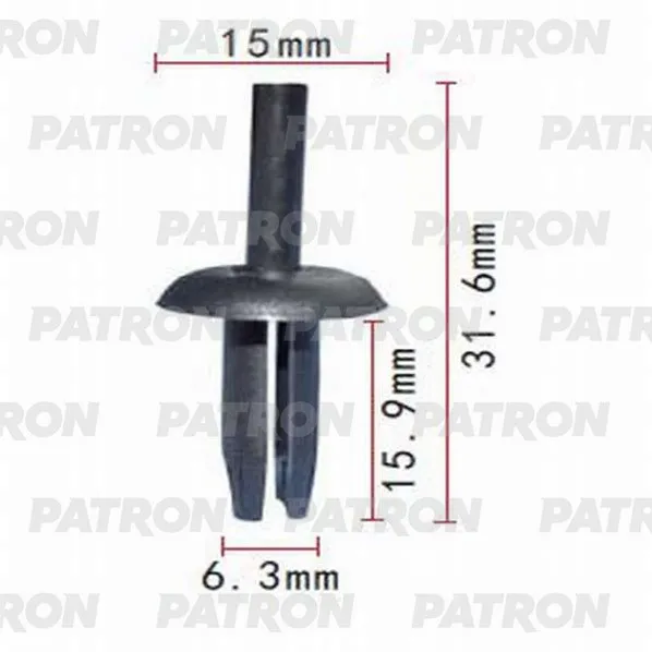 Клипса пластмассовая Ford применяемость: брызговики, подкрылок, крылья PATRON P37-0695