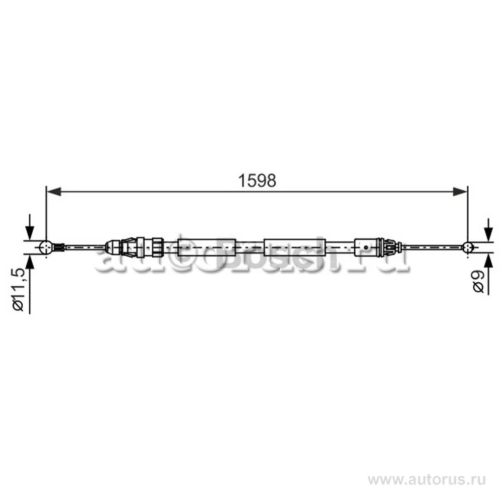 Трос ручника прав. 1598/1465, Renaut Trafic a 01 BOSCH 1987482388
