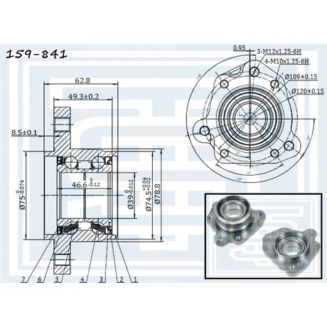 Подшипник ступицы задний HONDA CR-V I (RD) 01.97--12.2001 R d39mm STARKE 159-841
