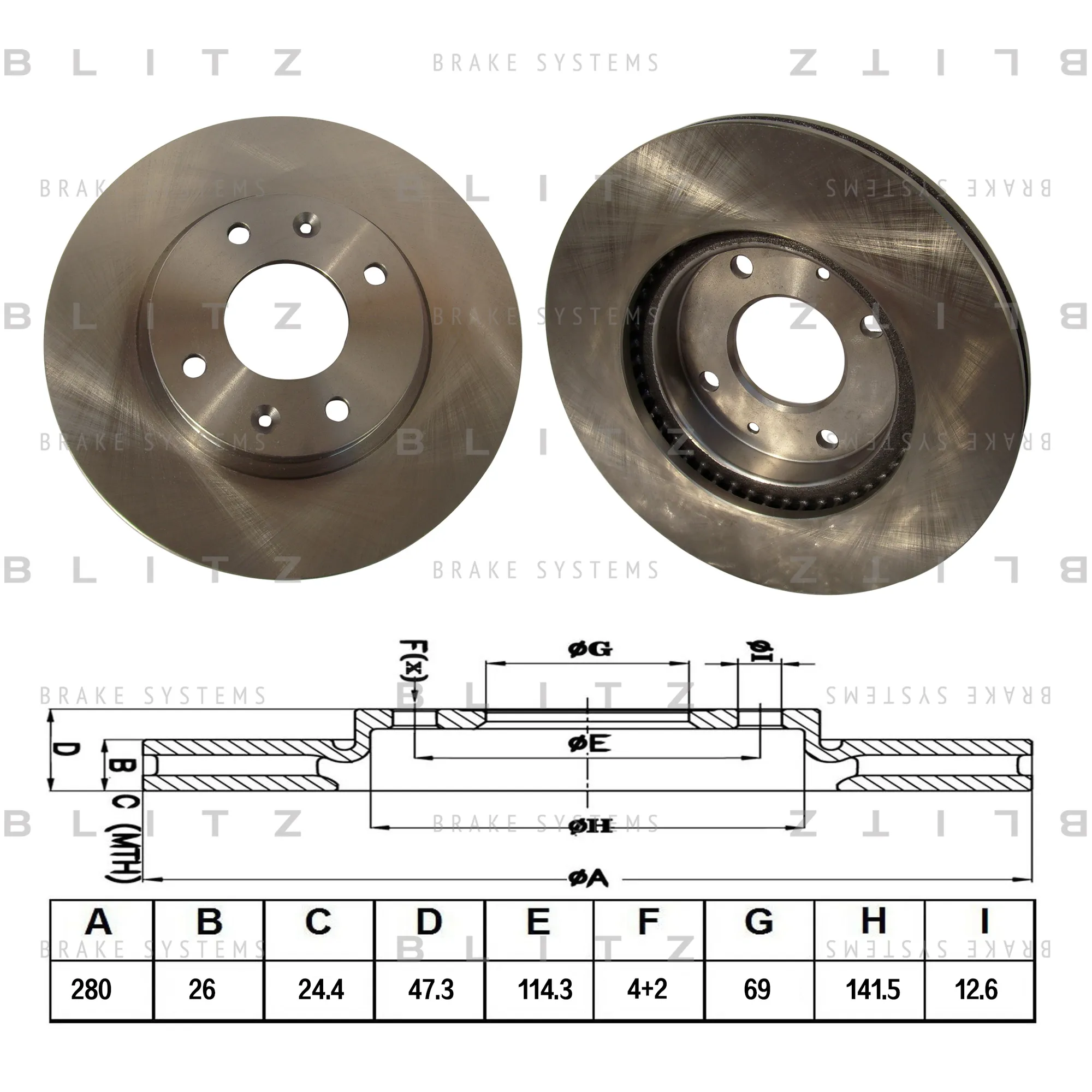Диск тормозной передний вентилируемый HYUNDAI SONATA/ELANTRA 00-> BLITZ BS0218