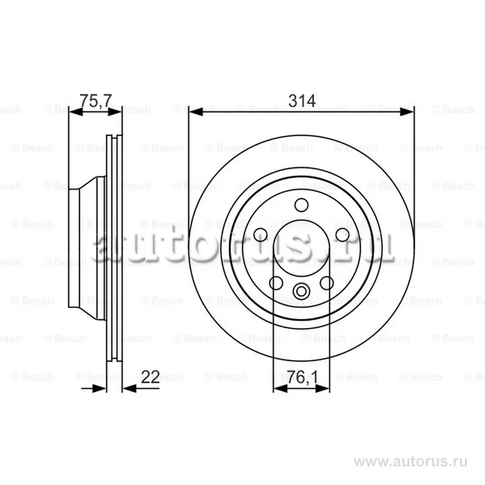 Диск тормозной PREMIUM 2, задний, VW TRANSPORTER T5 1.9 TDI 03-09, TRANSPORTER T5 2.5 TDI 03-09, TOUAR BOSCH 0986479S54