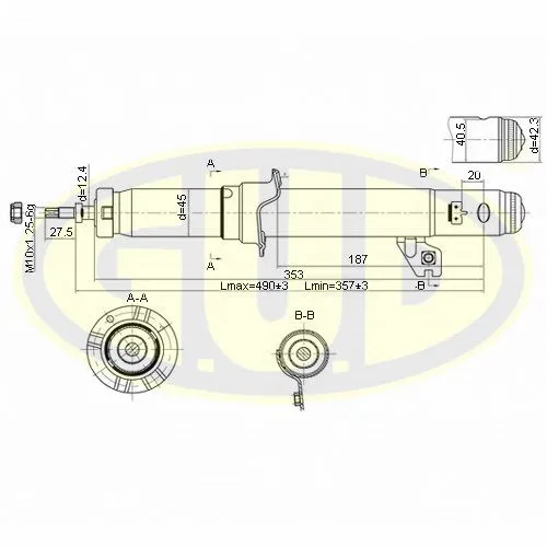 АМОРТИЗАТОР ПЕРЕДН ЛЕВ ГАЗ MAZ 6 07 G.U.D GSA341450