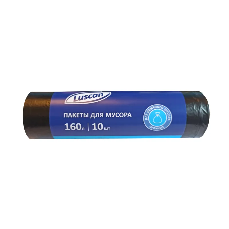 Пакеты (мешки) для мусора ПСД, 160 л, 10 шт, 40 мкм, 80 x 102 см, черные Luscan 1633462
