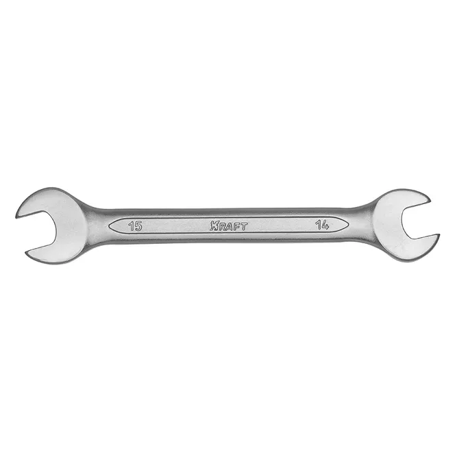 Ключ рожковый 14*15мм (Cr-V; хол. штамп, холдер) KRAFT KT700529