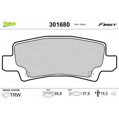 Колодки тормозные задние VALEO 301 680