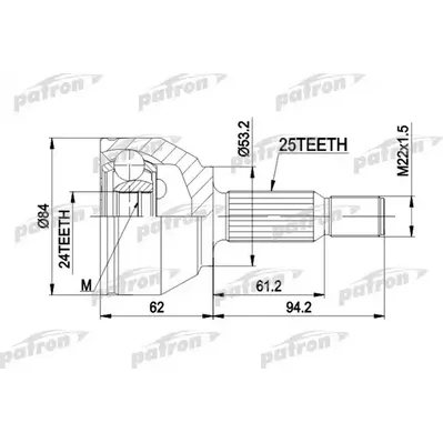 ШРУС наружн к-кт 25x52.6x24 FORD: FOCUS 98 - 04, FOCUS PATRON pcv1511
