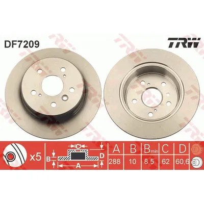 Диск тормозной задний LEXUS RX300 TRW DF7209