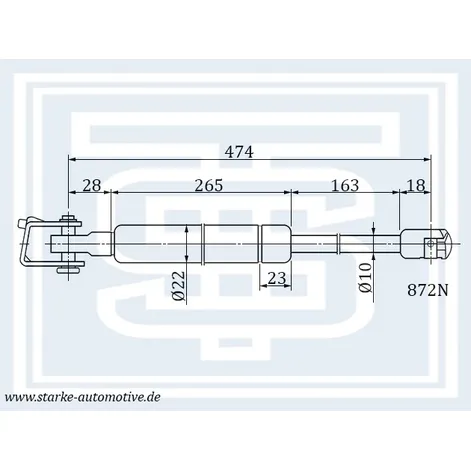 Амортизатор багажника JEEP GRAND CHEROKEE I R --04.99 L474mm / 850N STARKE 187-096