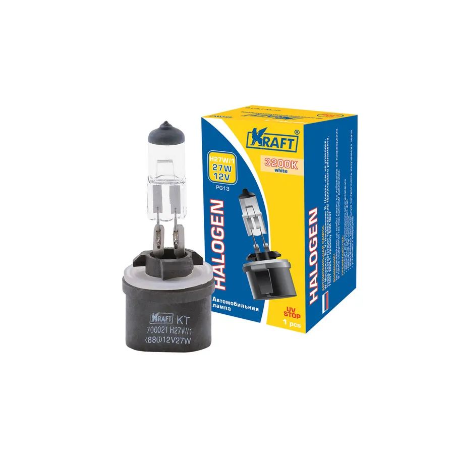 Лампа 12V H27W/1 27W PG13 KRAFT 1 шт. картон KT700021