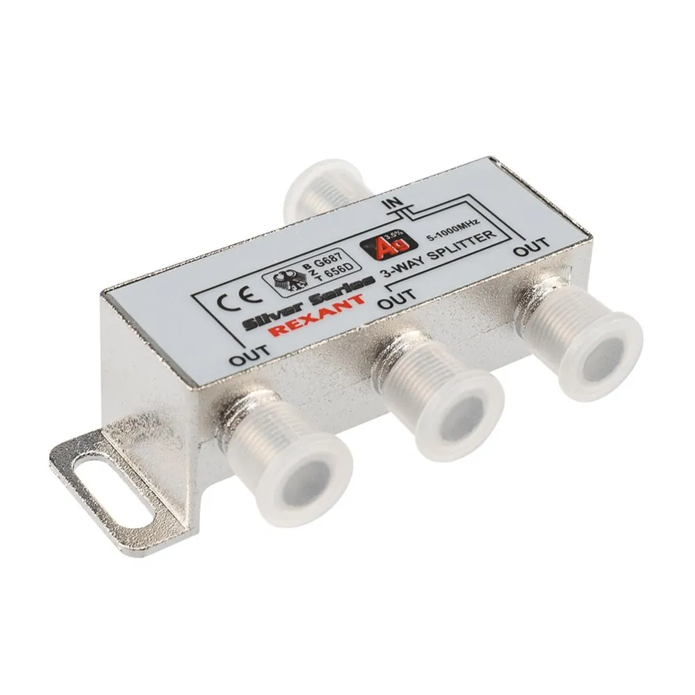 ДЕЛИТЕЛЬ ТВx3 + 4шт. F BOX 5-1000 МГц Silver REXANT 05-6102