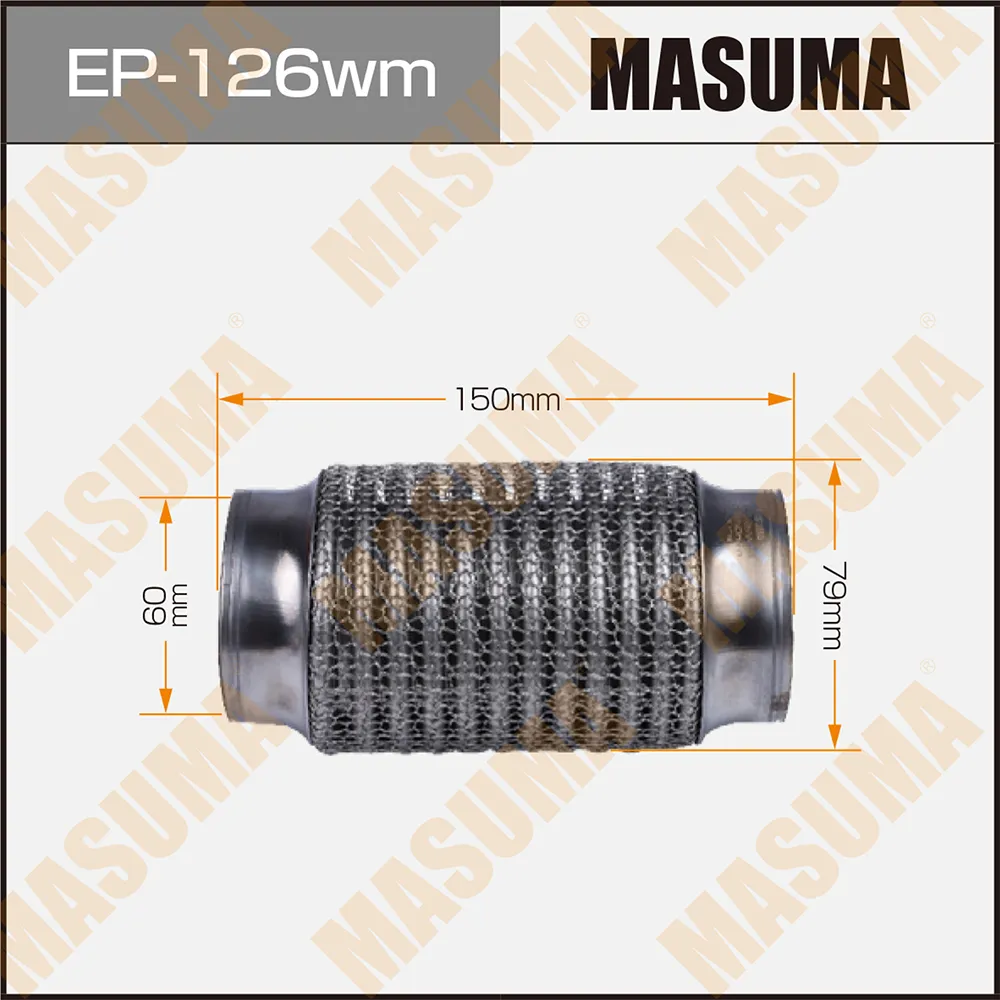 Гофра глушителя 3-х слойная 60х150 3-х слойная, wiremesh, interlock, 60х150 MASUMA EP-126wm