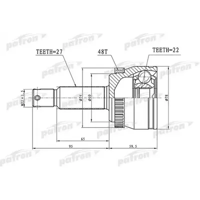 ШРУС наружный с кольцом ABS задний 27x60x22 ABS:48T KIA PATRON PCV1018